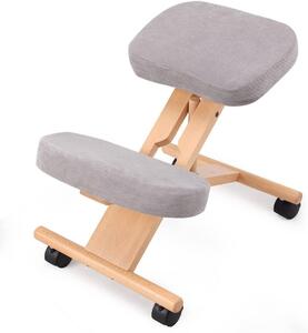 Sedia ergonomica per seduta a ginocchia - Sedia per la postura - Lavoro confortevole - Altezza regolabile - 60H cm - Grigia
