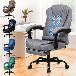 Sedia da ufficio ergonomica - Sedia confortevole con poggiapiedi - Per lavorare in modo rilassato - Dotata di funzione massaggio - Altezza 115 cm - Grigia