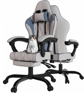 Sedia da gaming con poggiapiedi - Sedia ergonomica da ufficio - Seduta confortevole - Tessuto tecnico traspirante - Portata massima: 150 kg - Grigio chiaro