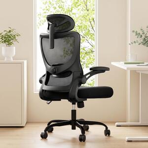 Sedia da ufficio ergonomica - Sedia confortevole - Ideale per il lavoro da casa - Supporto lombare regolabile - Portata massima: 136 kg - Colore: nero