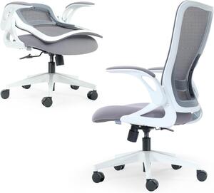 Sedia da scrivania pieghevole - Sedia da lavoro compatta - Ideale per lavorare da casa, offre comfort - Supporto lombare regolabile - Taglia unica - Bianco grigio