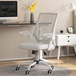 Sedia da ufficio in mesh - Sedia confortevole - Ideale per il lavoro da casa - Braccioli pieghevoli - Altezza regolabile da 94 a 104 cm - Colore: bianco