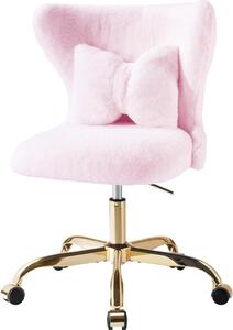 Sedia da ufficio per bambine - Sedia girevole per l'ufficio domestico - Ideale per il trucco - Rivestita in ecopelliccia morbida - Altezza regolabile - Rosa