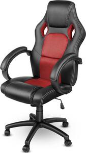 Sedia da ufficio direzionale, sedia girevole, ergonomica, per un lavoro confortevole, regolabile in altezza in modo continuo, altezza da 111 a 121 cm, colore nero e rosso
