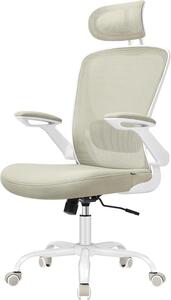 Sedia da ufficio ergonomica - Sedia da lavoro confortevole - Ideale per l'ufficio domestico - Supporto lombare regolabile - Seduta di 53 cm - Colore beige cappuccino
