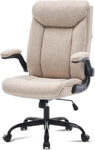 Sedia da ufficio ergonomica - Sedia girevole per lavoro - Comfortevole per lavorare - Supporto lombare regolabile - 68 x 70 x 113 cm - Tessuto beige