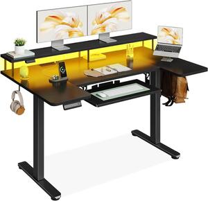 Scrivania regolabile – Tavolo regolabile in altezza – Postazione di lavoro ergonomica – Supporto monitor integrato – Larghezza 140 cm – Colore nero
