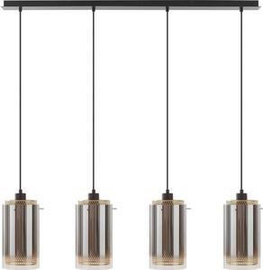 Lampada a sospensione Lucande Sterzy, lunghezza 105 cm, grigio, vetro, 4 luci