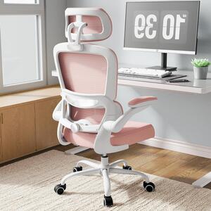 Sedia da ufficio ergonomica - Sedia da lavoro confortevole - Adatta per lunghe sessioni di lavoro - Supporto lombare regolabile - Capacità di carico: 150 kg - Rosa