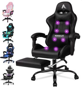 Sedia ergonomica - Sedia da ufficio confortevole - Ideale per lavorare da casa e rilassarsi - Massaggio a 8 punti - Capacità di carico: 180 kg - Colore: nero