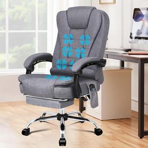 Sedia da ufficio - Sedia ergonomica - Lavoro confortevole - Con funzione massaggio - Capacità di carico: 180 kg - Colore: grigio lino