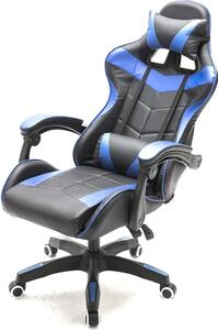 Sedia da gaming - Sedia da scrivania - Seduta confortevole - Design ergonomico - Altezza 128 cm - Blu e nero
