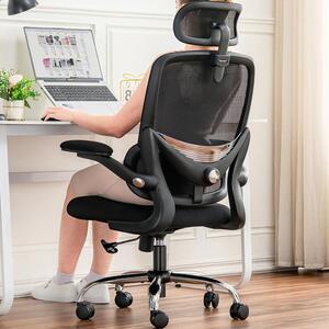 Sedia da ufficio ergonomica - Sedia da lavoro confortevole - Ideale per il lavoro da casa - Supporto lombare regolabile - Portata fino a 150 kg - Colore: nero