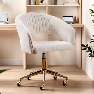 Sedia da ufficio in tessuto chenille - Sedia girevole per computer - Comfort per lavorare - Schienale aperto - 60 x 57 x 86 cm - Beige