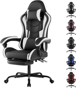Sedia ergonomica - Sedia da ufficio per computer - Lavorare comodamente - Supporto lombare regolabile - Altezza: 1,2 metri - Colore: bianco e nero