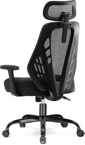 Sedia da ufficio ergonomica - Sedia da lavoro confortevole - Ideale per lunghe sessioni di lavoro - Braccioli regolabili in 3 dimensioni - Dimensioni: 50 x 50 x 102 cm - Colore: nero