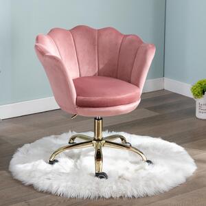 Sedia da ufficio in velluto - Sedia girevole, confortevole - Ideale per lavorare da casa o studiare - Schienale a forma di fiore - Dimensioni: 0,60 m x 0,70 m x 0,85 m - Rosa scuro