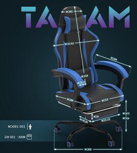 Sedia da ufficio ergonomica - Sedia da gaming - Per lavorare comodamente - Con poggiapiedi regolabile - Portata massima: 150 kg - Colore: blu