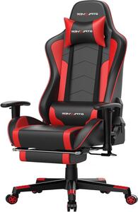 Sedia da gaming con altoparlanti - Sedia da computer, sedia da ufficio - Seduta confortevole - Audio Bluetooth integrato - Altezza 132 cm - Colore nero e rosso