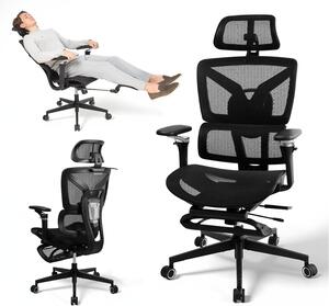 Sedia da ufficio ergonomica - Sedia confortevole - Ideale per lunghe sessioni di lavoro - Supporto lombare regolabile - Portata fino a 200 kg - Colore: nero