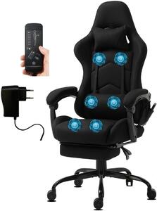 Sedia da gaming - Sedia da ufficio - Sedia da corsa - Seduta confortevole - Funzione massaggio a 6 punti - Portata massima: 150 kg - Colore: nero