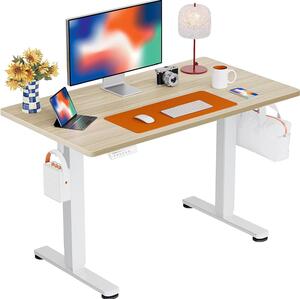 Scrivania regolabile in altezza elettricamente - Scrivania regolabile - Postazione di lavoro ergonomica - 4 posizioni di memoria - 100 x 60 cm - Beige