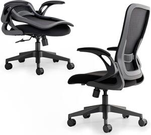 Sedia da ufficio pieghevole - Sedia da lavoro compatta - Ideale per piccoli spazi - Design ergonomico in mesh - Montaggio in 18 minuti - Colore: nero