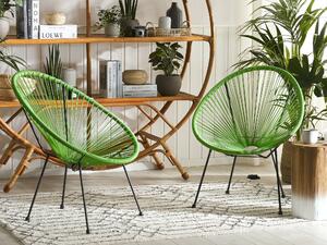 Set di 2 sedie da giardino Papasan in rattan verde PE verde moderno Beliani