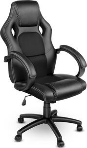 Sedia da ufficio direzionale, sedia girevole, ergonomica, per un lavoro confortevole, regolabile in altezza in modo continuo, altezza da 111 a 121 cm, colore nero e rosso