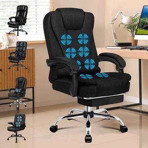 Sedia da ufficio con funzione massaggio - Sedia ergonomica - Lavorare in relax - Schienale regolabile fino a 150 gradi - Capacità di carico fino a 180 kg - Colore: nero