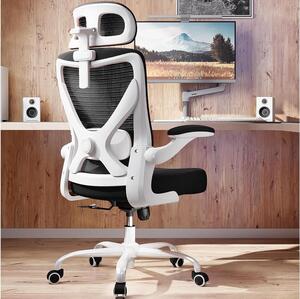 Sedia da ufficio ergonomica - Sedia da lavoro confortevole - Ideale per lunghe sessioni di lavoro - Supporto lombare regolabile - Portata fino a 150 kg - Bianco, nero