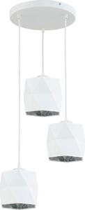 Lampada a sospensione in tessuto metallico in bianco argento a 3 luci E27 moderna lampada a sospensione tavolo da pranzo soggiorno