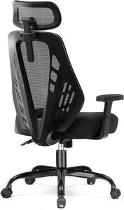 Sedia da ufficio ergonomica - Sedia da lavoro confortevole - Ideale per lunghe sessioni di lavoro - Braccioli regolabili in 3 dimensioni - Dimensioni: 50 x 50 x 102 cm - Colore: nero
