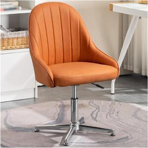 Sedia da ufficio ergonomica - Sedia girevole per l'home office - Lavoro confortevole - Schienale sagomato - Senza ruote - Arancione