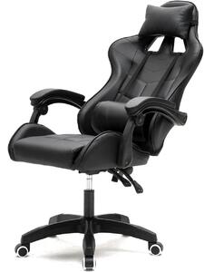 Sedia da gaming - Sedia da ufficio - Lavoro confortevole - Design ergonomico - 50 x 63 x 128 cm - Nero