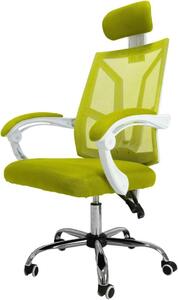 Sedia da ufficio - Sedia da lavoro - Sedia per computer - Comfortevole per lavorare - Poggiatesta regolabile - 63x61x128 cm - Bianco e verde