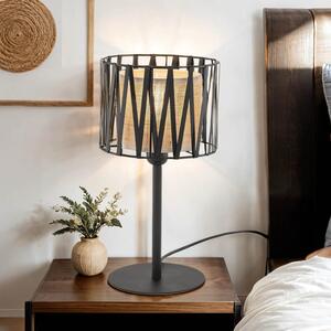 Lampada da tavolo in metallo D: 20 cm 37 cm di altezza Nero Marrone E27 rotonda Lampada da comodino moderna