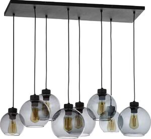 Lampada a sospensione allungata in grafite nera vetro moderno metallo elegante a 8 fiamme E27 lampada per sala da pranzo KALETE
