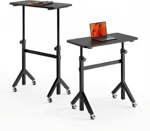Scrivania mobile - Piano di lavoro regolabile - Organizzazione dello smart working - Regolabile in altezza - 80 x 40 cm - Nero