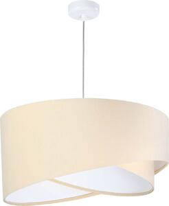Lampada a sospensione E27 in tessuto metallico bianco crema