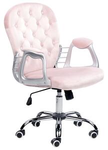 Sedia da ufficio in velluto rosa con altezza regolabile e schienale trapuntato stile retrò moderno Beliani