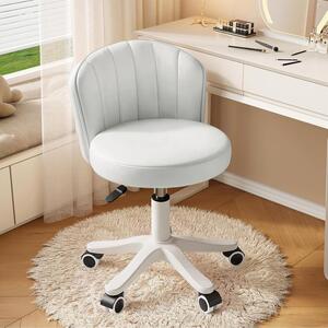 Sedia da ufficio girevole - Sedia per computer - Seduta confortevole - Schienale a forma di conchiglia - Cuscino per la seduta di 43 cm - Bianco