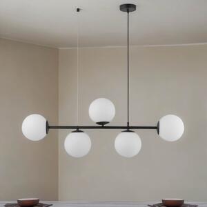 Lampada a sospensione vetro metallo sfera nero bianco 5 luci E27 moderna lampada a sospensione tavolo da pranzo soggiorno
