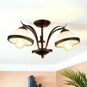 Plafoniera in stile country "Korfu" ottone vetro bianco metallo 3 luci soffitto soggiorno corridoio