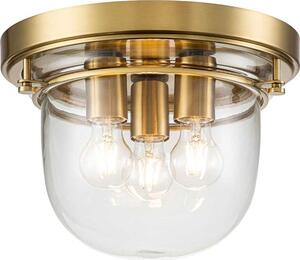 Lampada da soffitto in metallo vetro E27 IP44 Ø 33 cm rotonda in ottone spazzolato a 3 luci in stile Art Nouveau