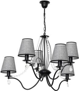 Lampada a sospensione classica "Simone" in tessuto grigio in metallo 6 luci a sospensione soggiorno tavolo da pranzo