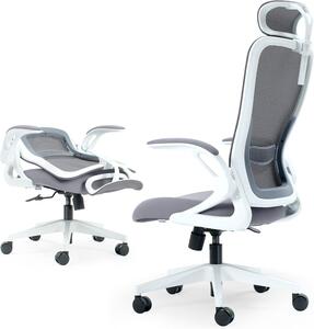 Sedia da ufficio pieghevole - Sedia da lavoro compatta - Ideale per l'ufficio domestico - Montaggio senza attrezzi - Pieghevole - Bianco e grigio
