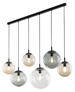 Lampada a sospensione Metallo Vetro fumé E27 H: max. 150 cm Nero Grafite Marrone Paralume a sfera Moderno