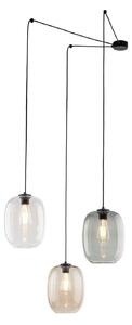 Lampada a sospensione Metallo Vetro fumé L: 400 cm H: max. 210 cm Nero Grafite Marrone E27 3 luci Moderno