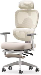 Sedia da ufficio ergonomica - Sedia confortevole - Ideale per il lavoro da casa - Supporto lombare regolabile - Altezza 134 cm - Colore beige